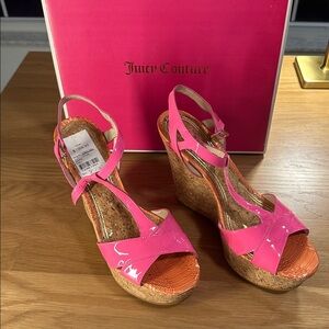 Juicy Couture Vibrant Pink Cork Wedges